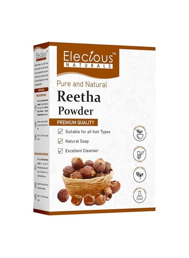 Elecious Pure Reetha Powder for Hair (200 Grams) | Ideal for Hair, Face and Skin | Soapnut powder | 100% Pure and Natural, No Chemcial, No Preservative. - Image 1